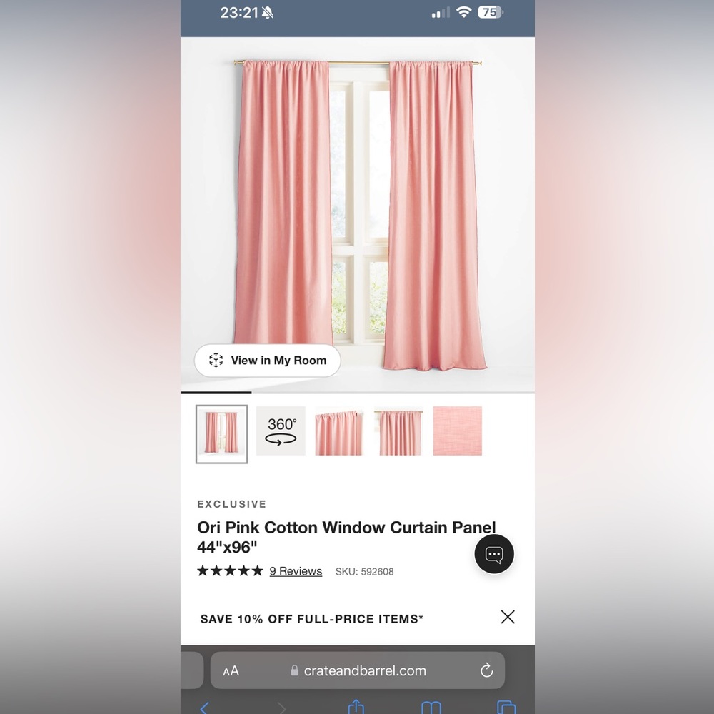 Set of Crate & Barrel Kids curtains, 96” long, perfect condition.